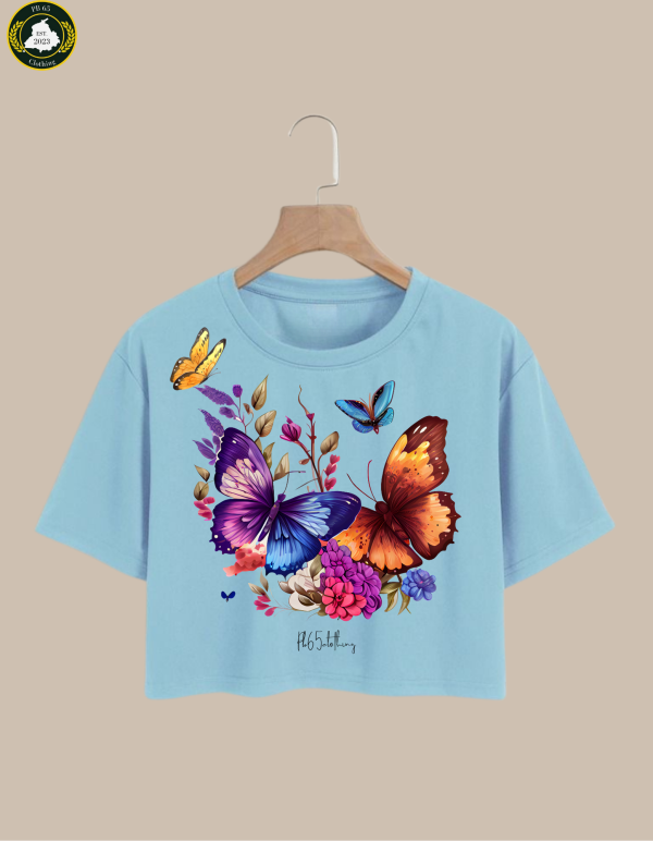 BUTTERFLY PRINT CROP TOP.